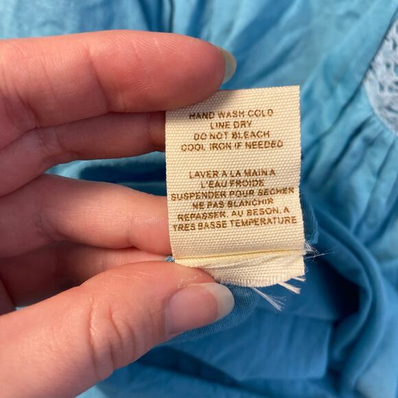 Free People Cottagecore Pocket Mini Skirt Womens Size XS Blue Boho - Picture 7 of 7